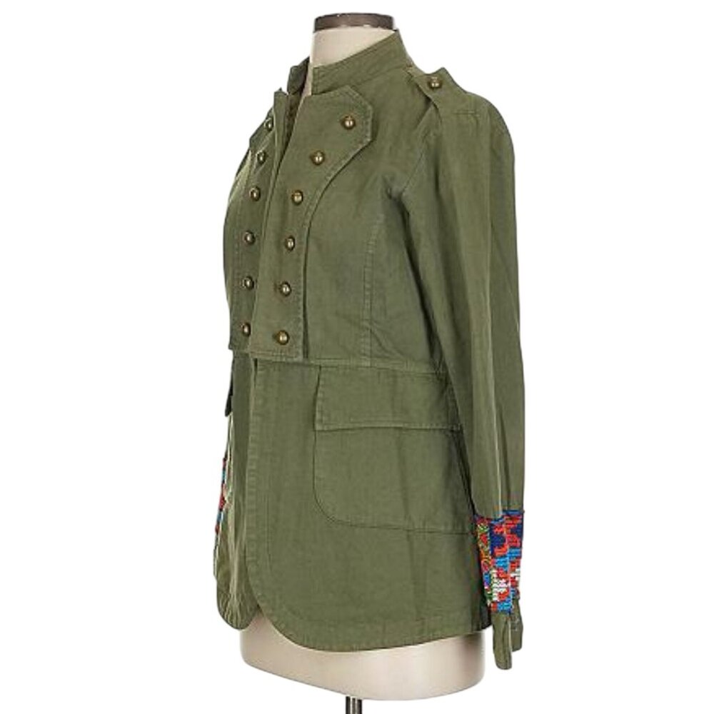 RARE Jen's Pirate Booty Embroidered Boho Military Jacket | Utility Hippie Indie - Picture 14 of 16